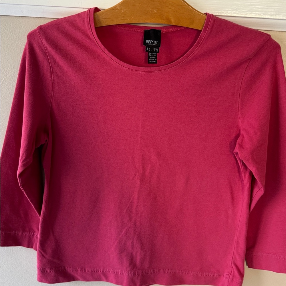 LOFT Women's Charcoal Gray V-Neck Button Cardigan & Deep Rose 3/4 sleeves shirt - Picture 6 of 8